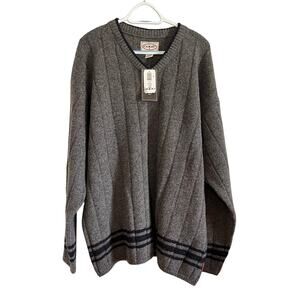 Oobe Size XL Wool Blend V-Neck Sweater NWT Classic Gray Knitcore Pullover